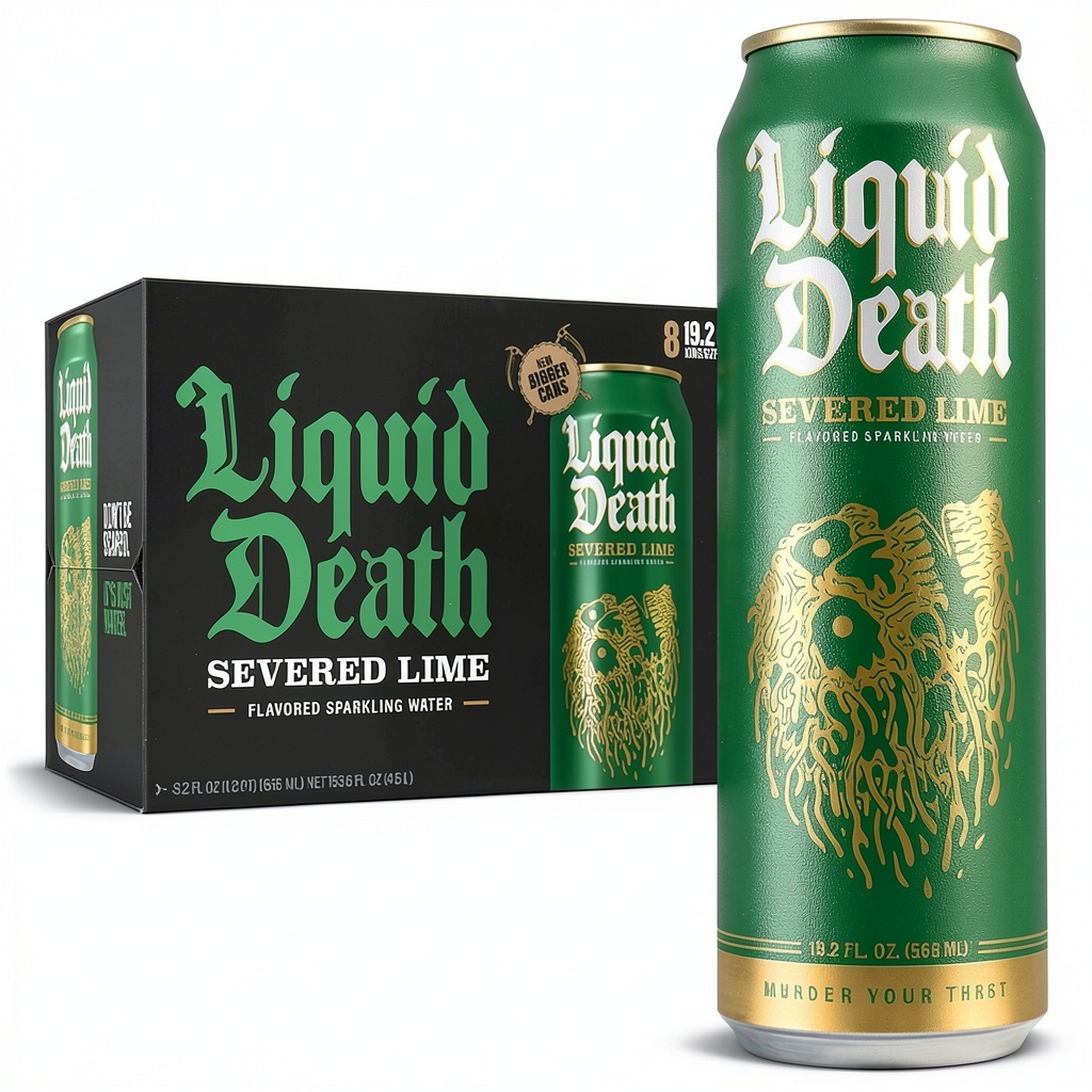 Liquid Death soda-flavored sparkling water cans in assorted flavors